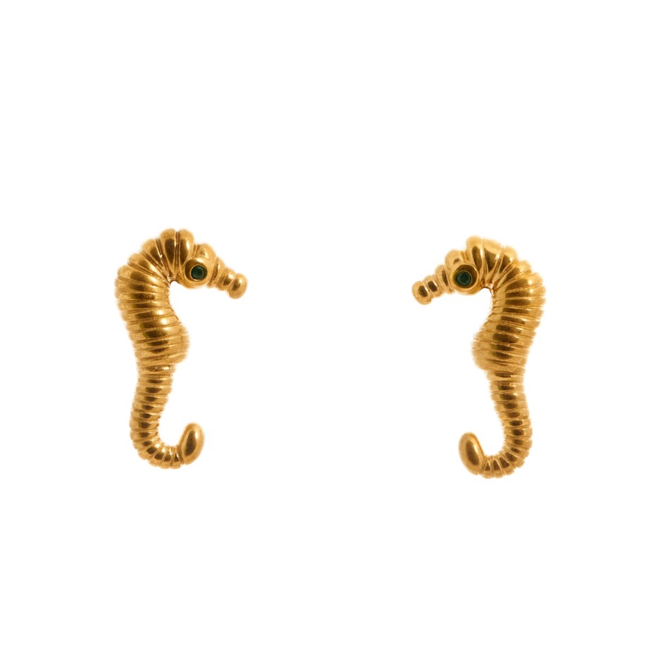 Pendiente mykonos maxi dorado y verde