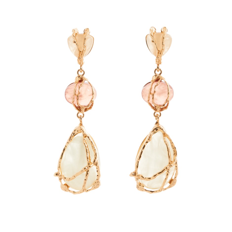 Pendiente naxos lux rosa y blanco