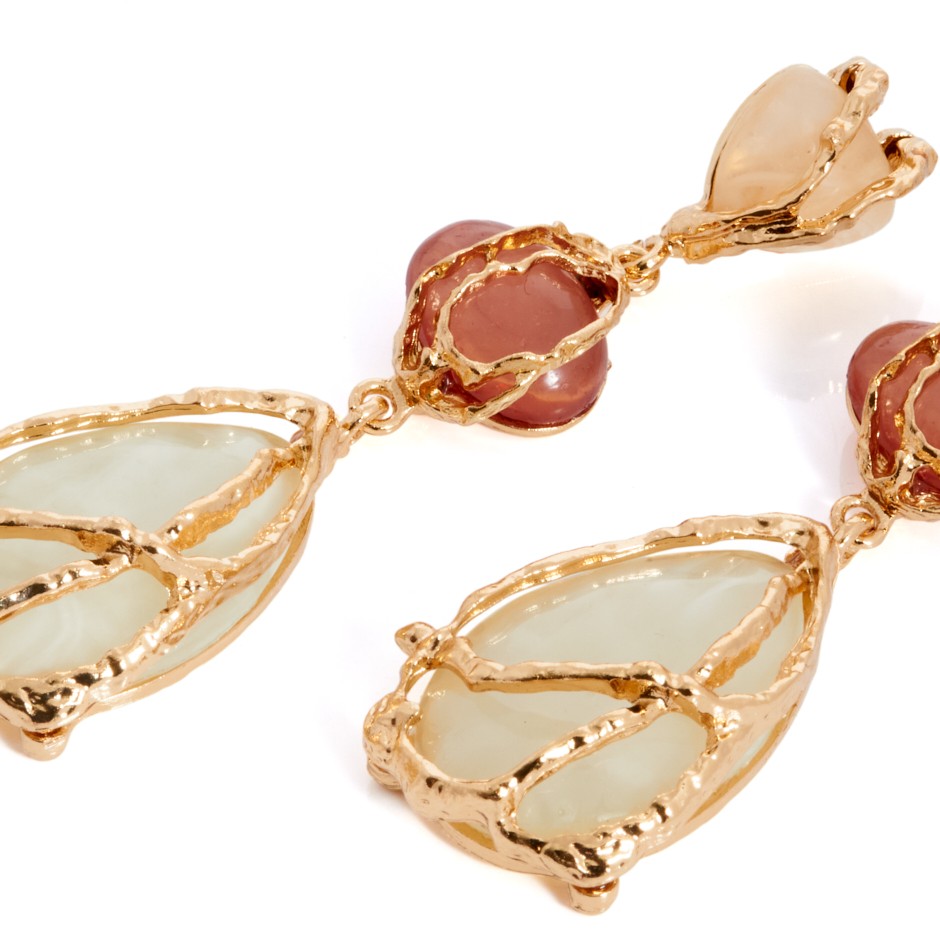 Pendiente naxos lux rosa y blanco