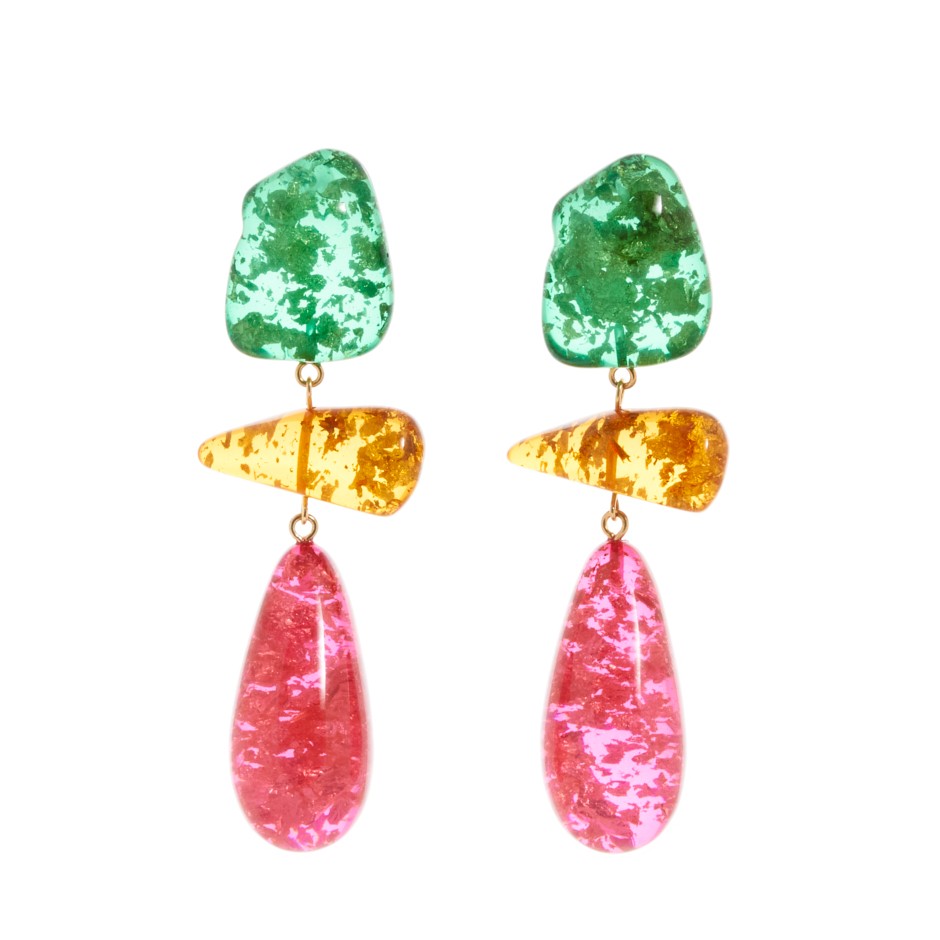 Pendiente naxos lux verde fucsia