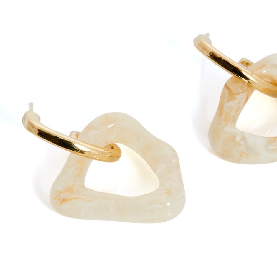 Pendiente aro tri blanco