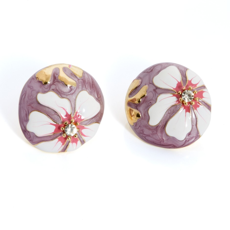 Pendiente samos botón malva