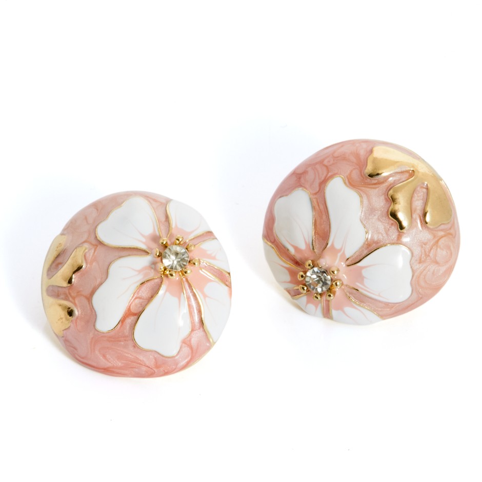 Pendiente samos botón rosa