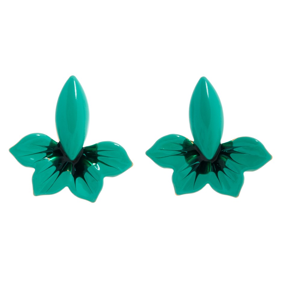 Pendiente samos flor lis verde