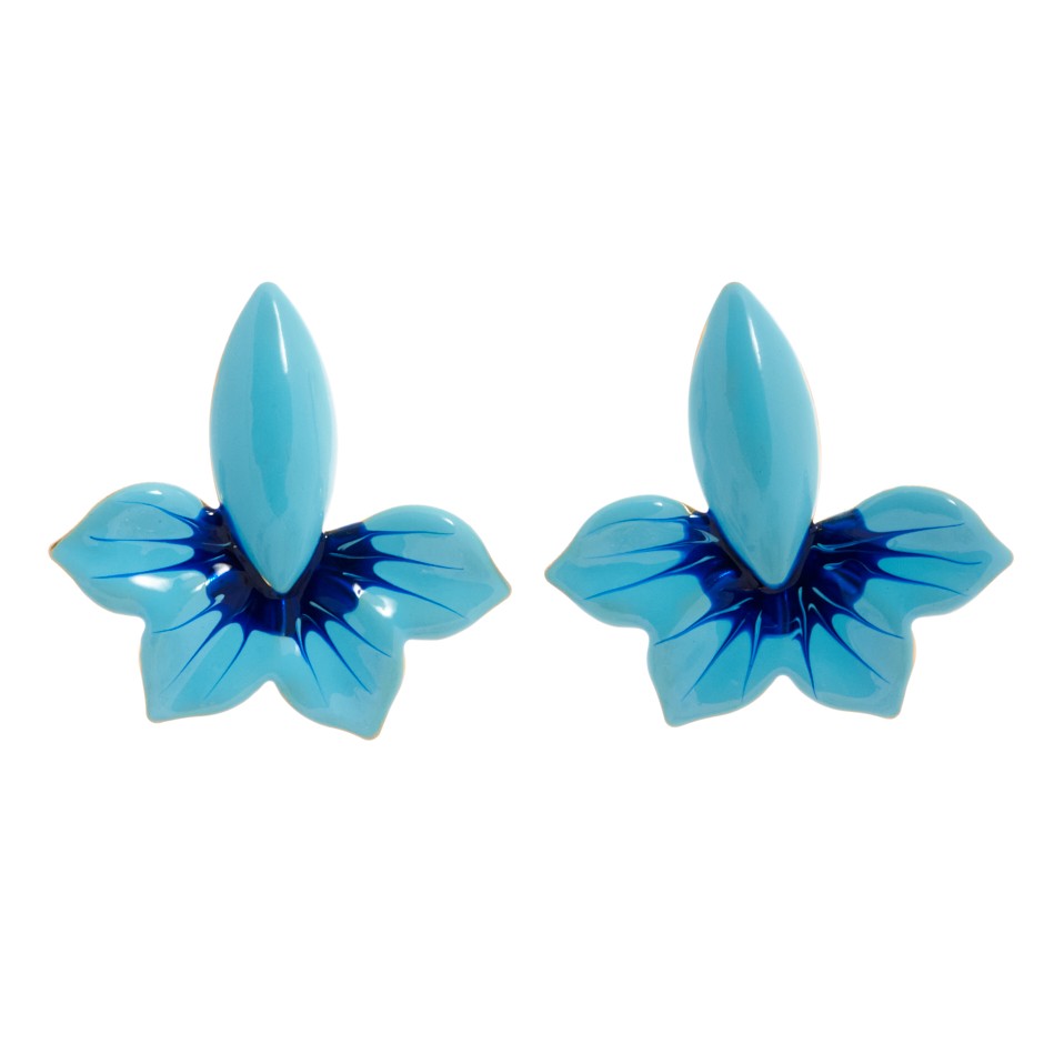 Pendiente samos flor lis azul