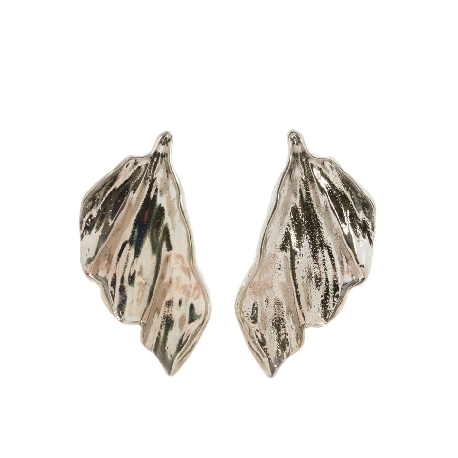 Pendiente santorini hoja plateada