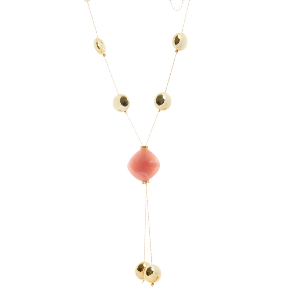 Collar bola dorado y rosa