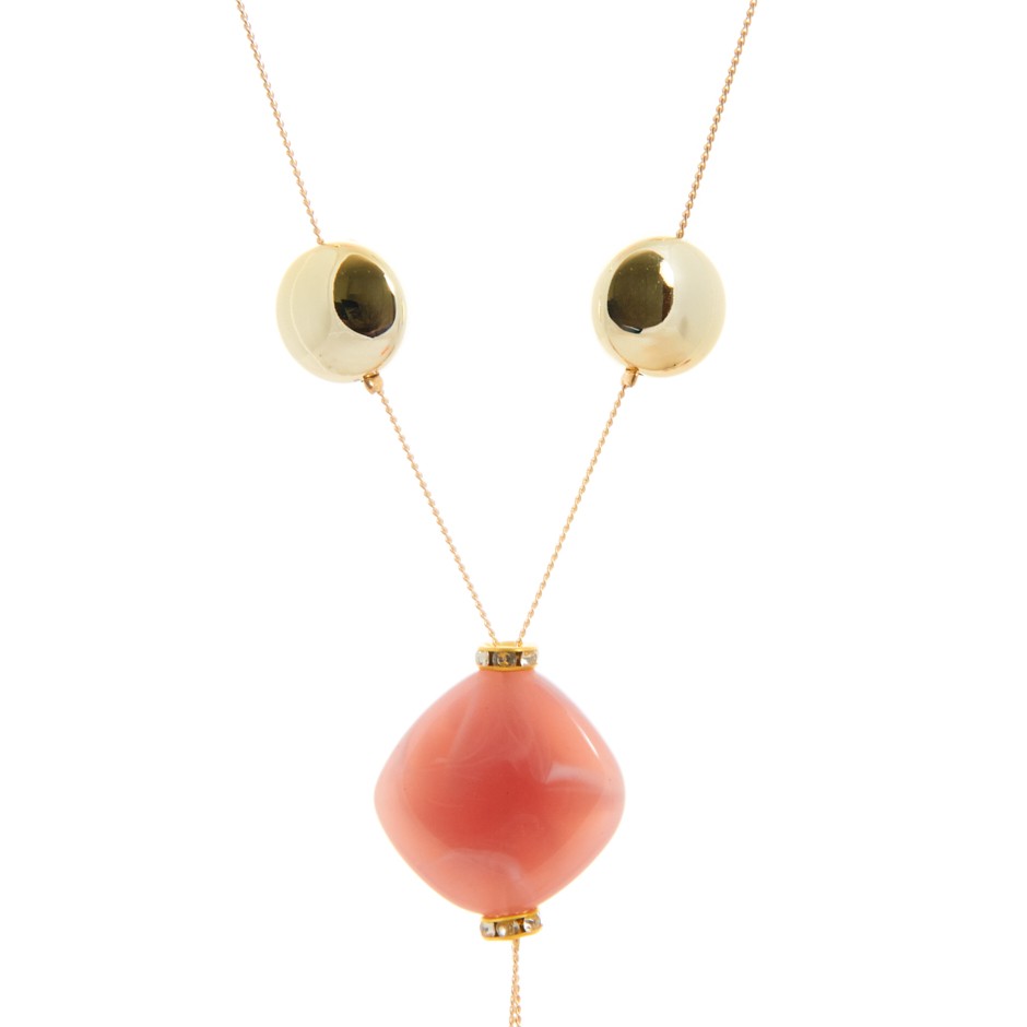 Collar bola dorado y rosa