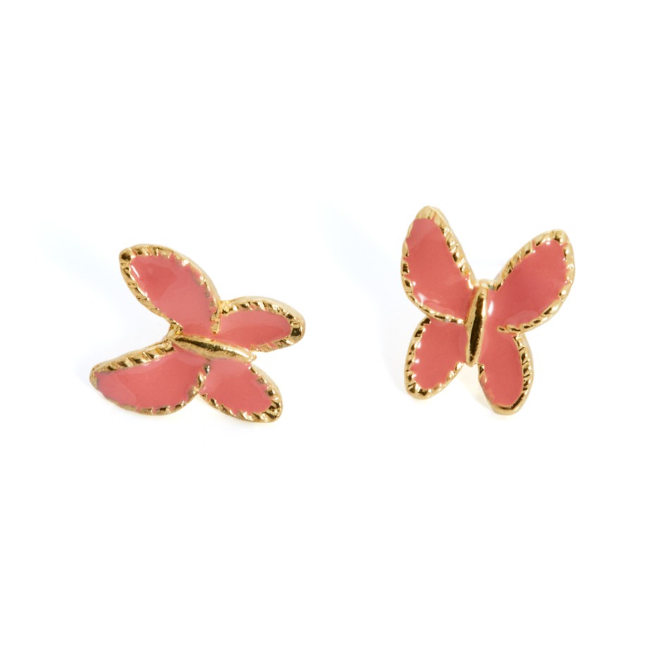 Pendiente mariposa rosa intenso