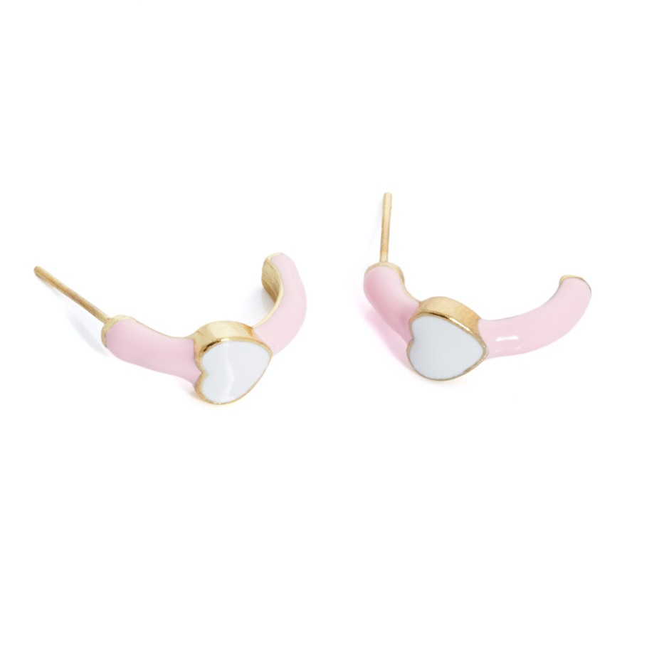 Pendiente anillo corazón rosa