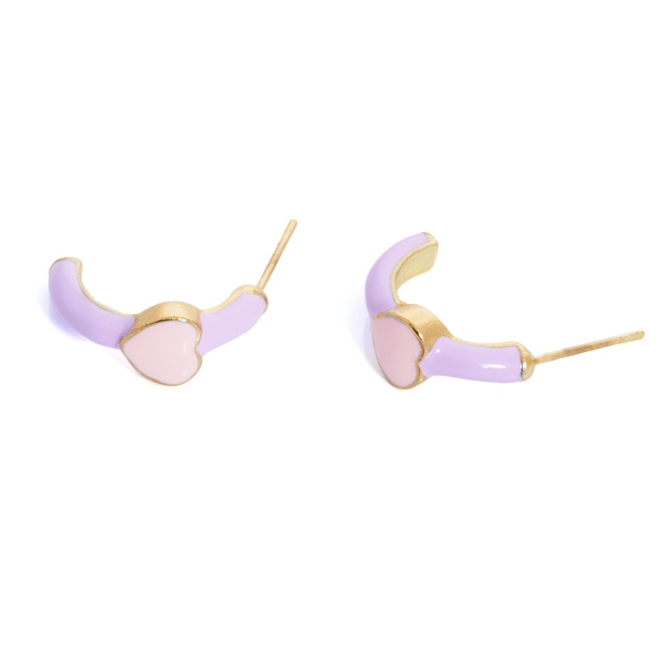 Pendiente anillo corazón malva