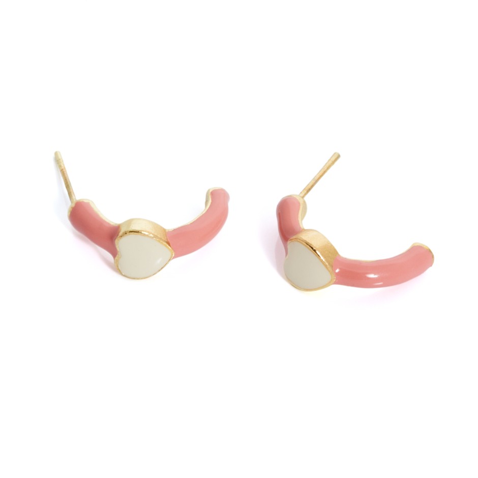 Pendiente anillo corazón rosa intenso