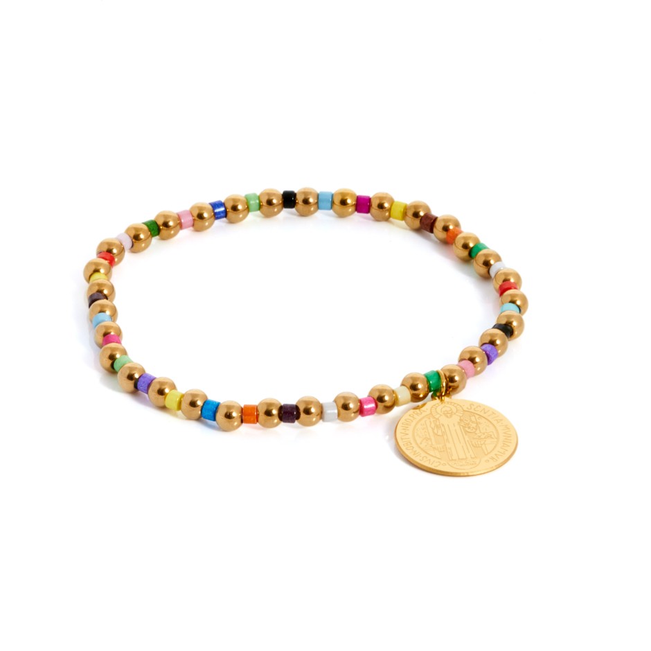 Pulsera multicolor medalla