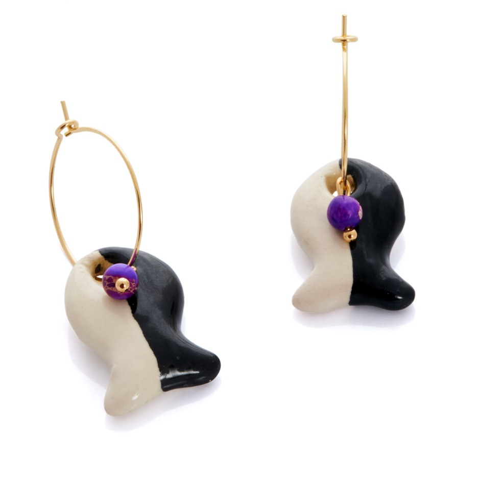 Pendiente Roda dúo negro