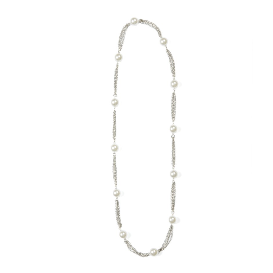Collar cadena y bolas plateado