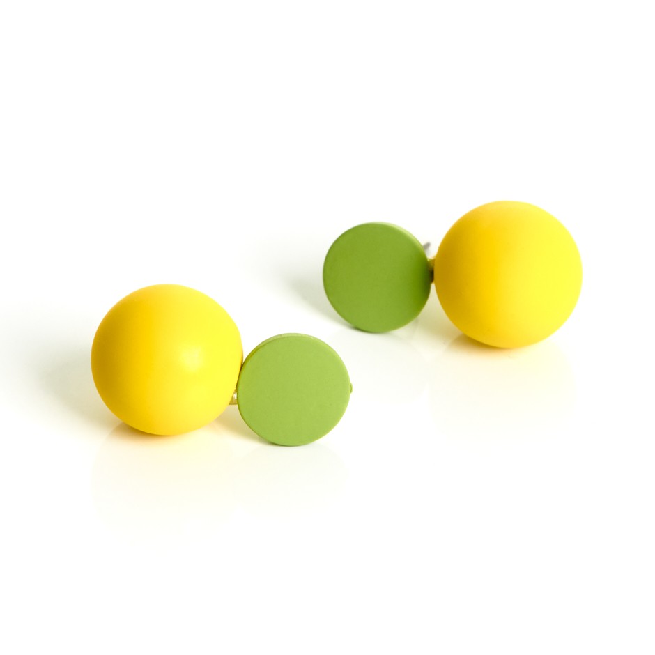 Pendiente ball verde y amarillo