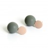 Pendiente ball rosa y gris