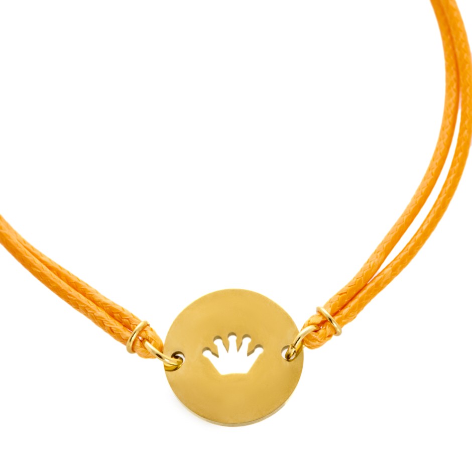 Pulsera corona dorada naranja