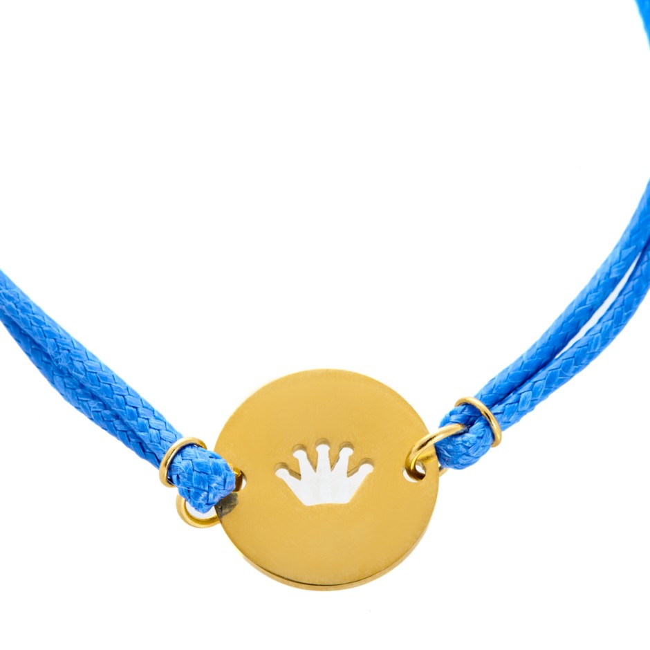 Pulsera corona dorada azul