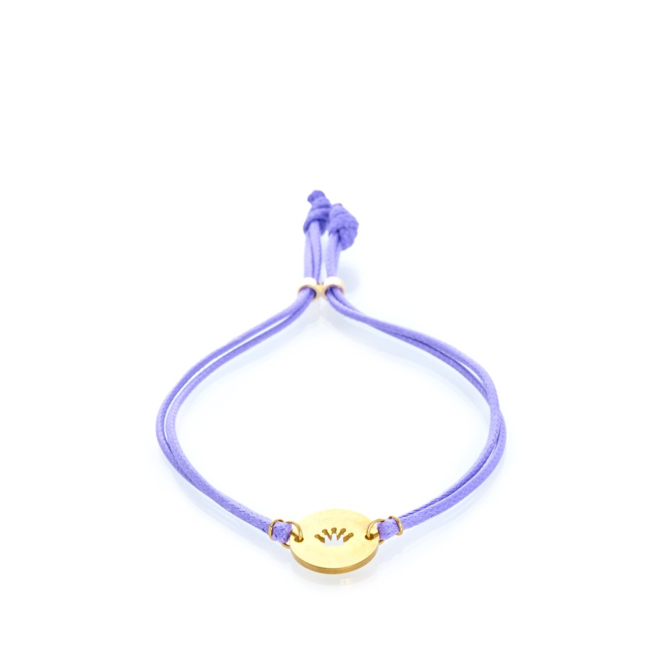 Pulsera corona dorada malva