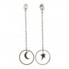 Pendiente estrella y luna plateado