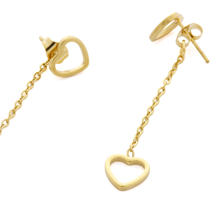 Pendiente lux corazón dorado
