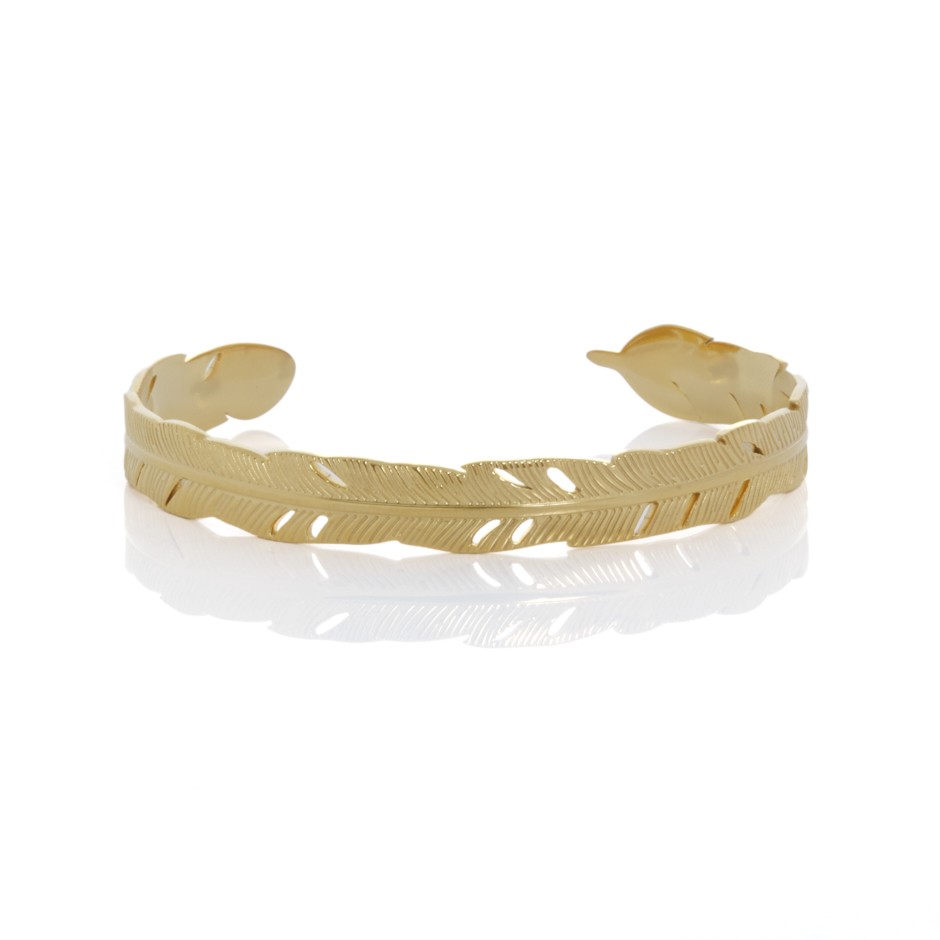 Brazalete pluma dorado