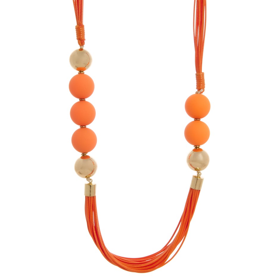 Collar cordón y bola naranja