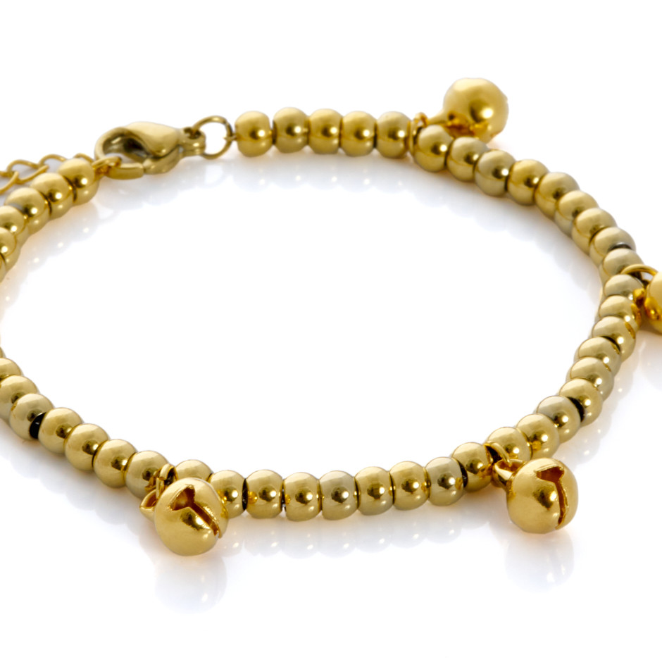 Pulsera tribeca cascabel dorado