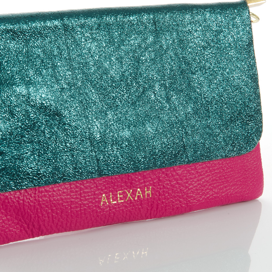 Cartera carrie verde fucsia