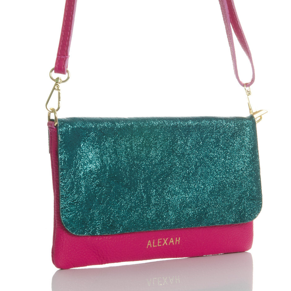 Cartera carrie verde fucsia