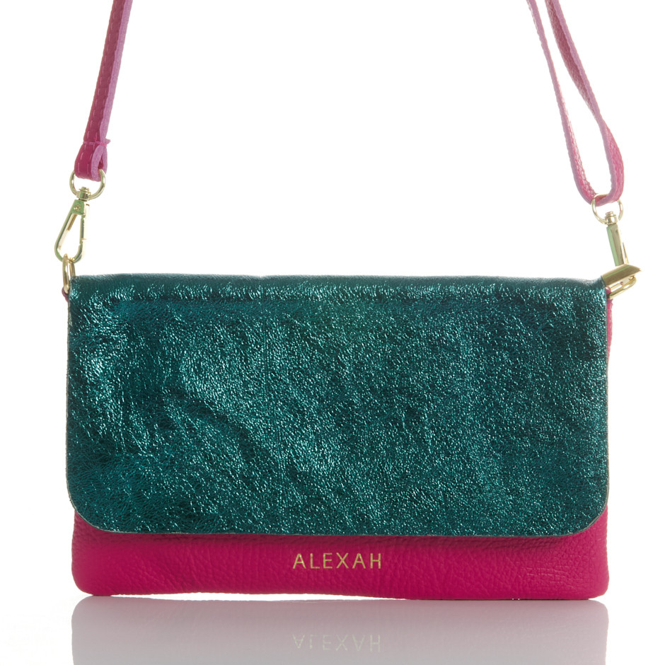 Cartera carrie verde fucsia