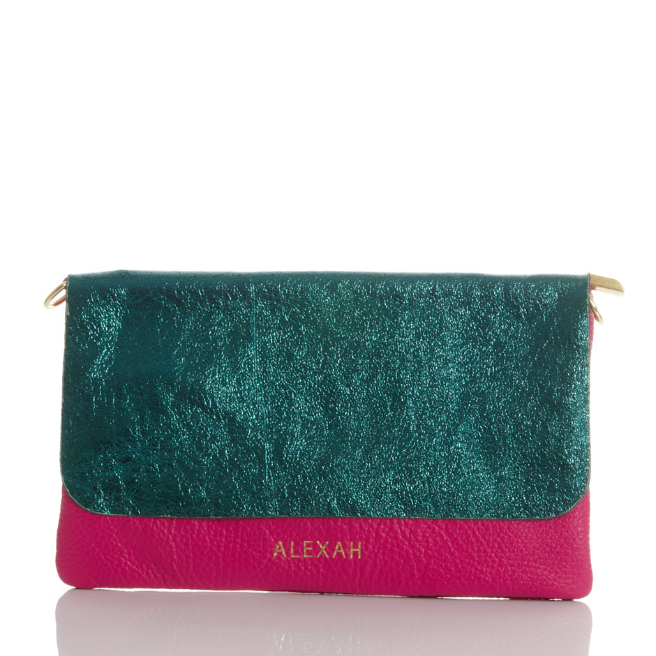 Cartera carrie verde fucsia