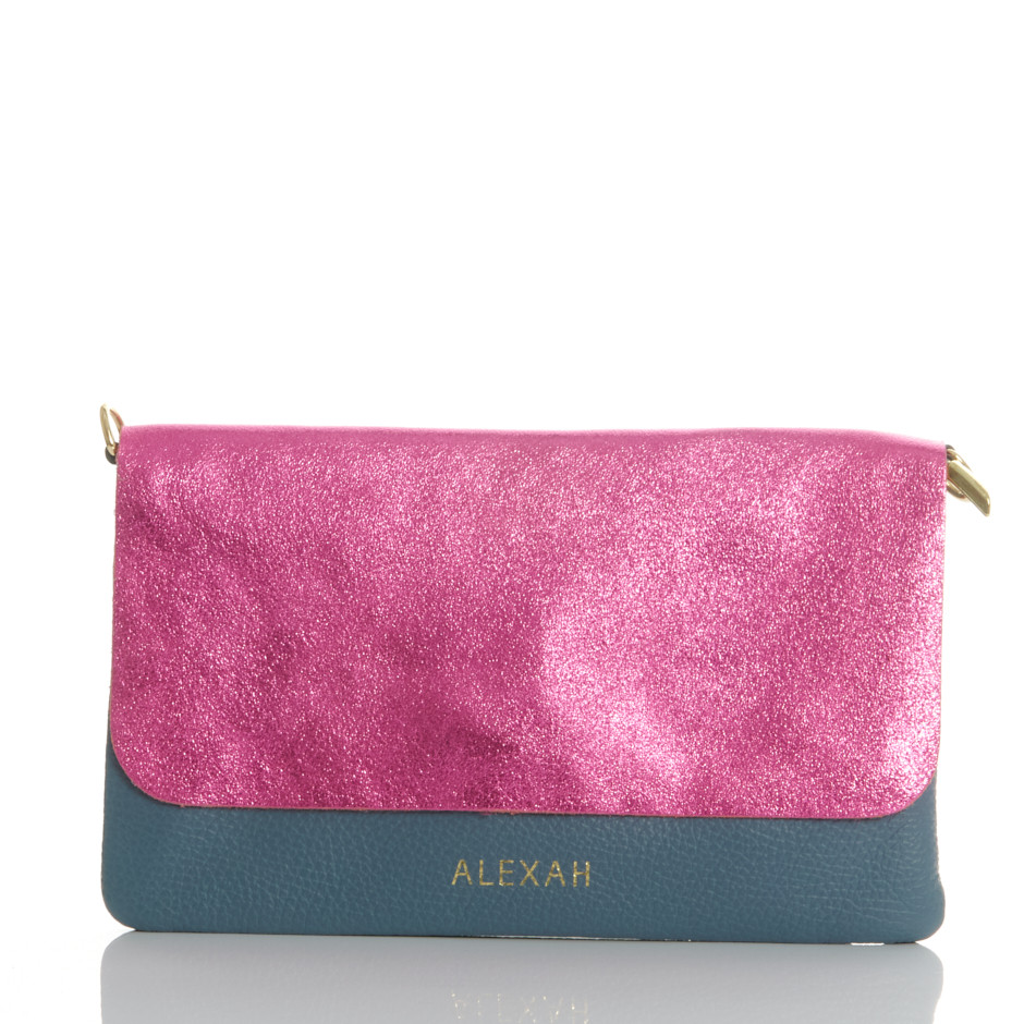 Cartera carrie azul y rosa