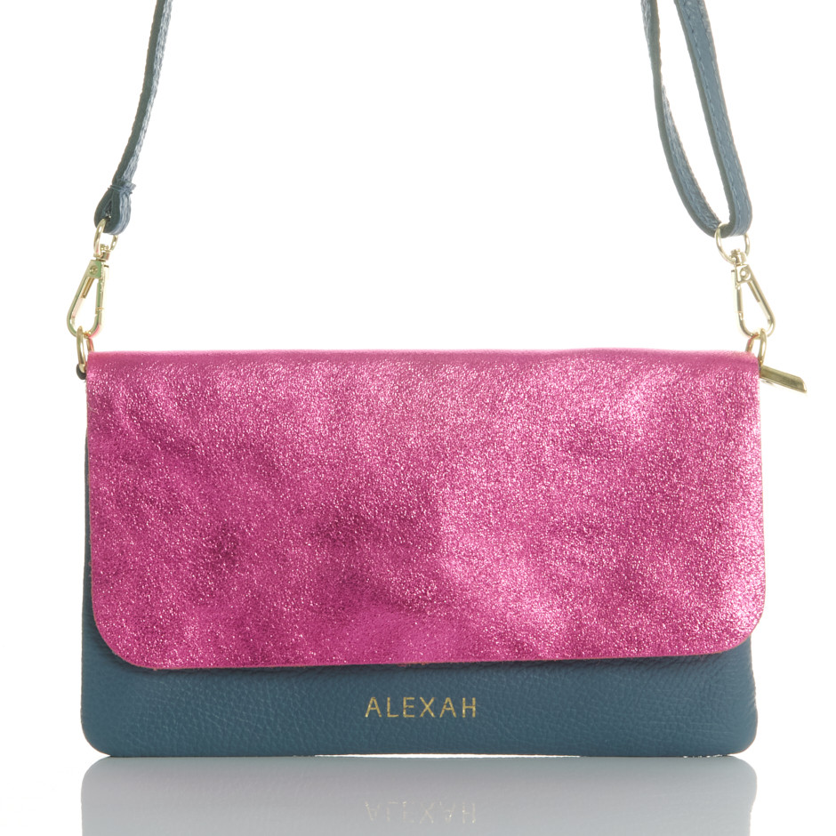 Cartera carrie azul y rosa
