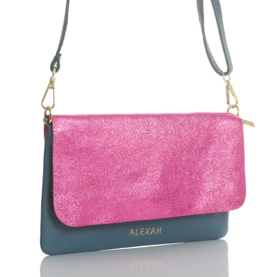 Cartera carrie azul y rosa