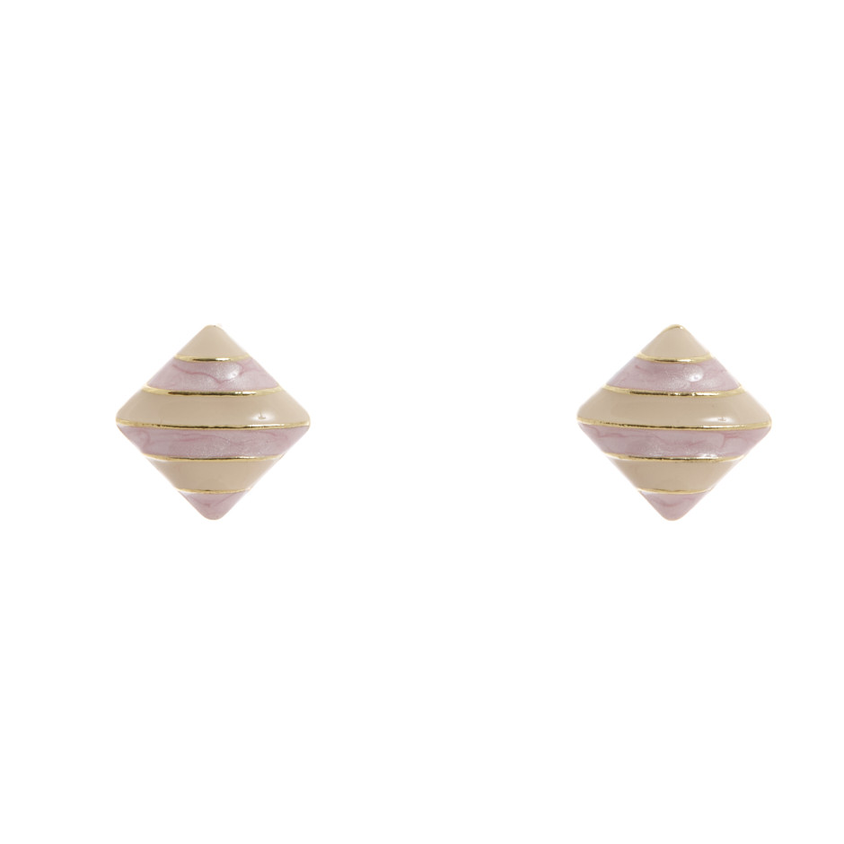 Pendiente cuadro rosa y beige