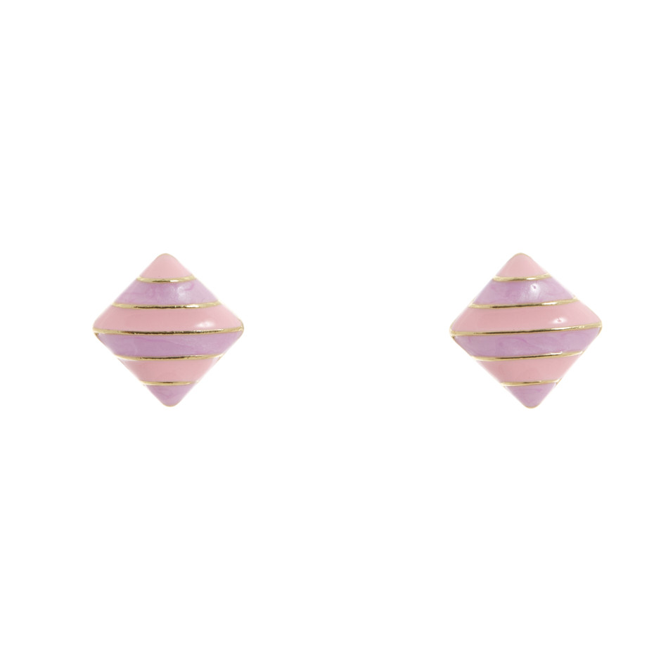 Pendiente cuadro rosa y malva