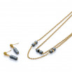 Set cube colgante, pulsera y pendiente dorado