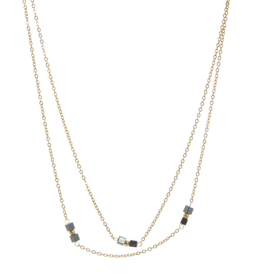 Set cube colgante, pulsera y pendiente dorado