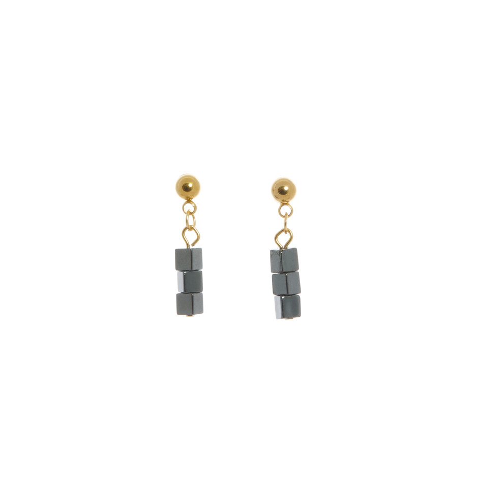 Set cube colgante, pulsera y pendiente dorado