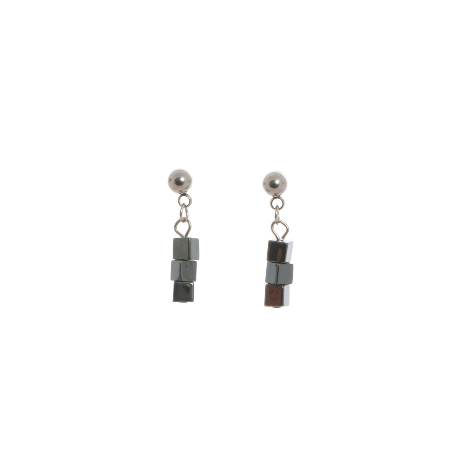 Set cube colgante, pulsera y pendiente plateado