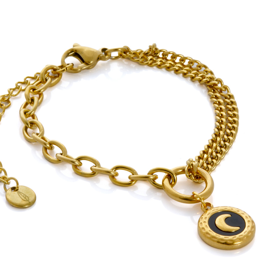 Pulsera sky negro cadena