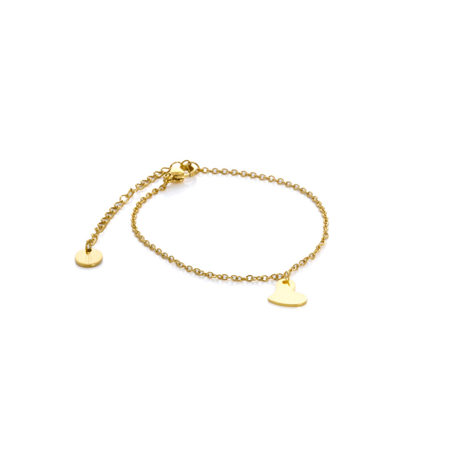 Set corazon colgante, pulsera y pendiente dorado