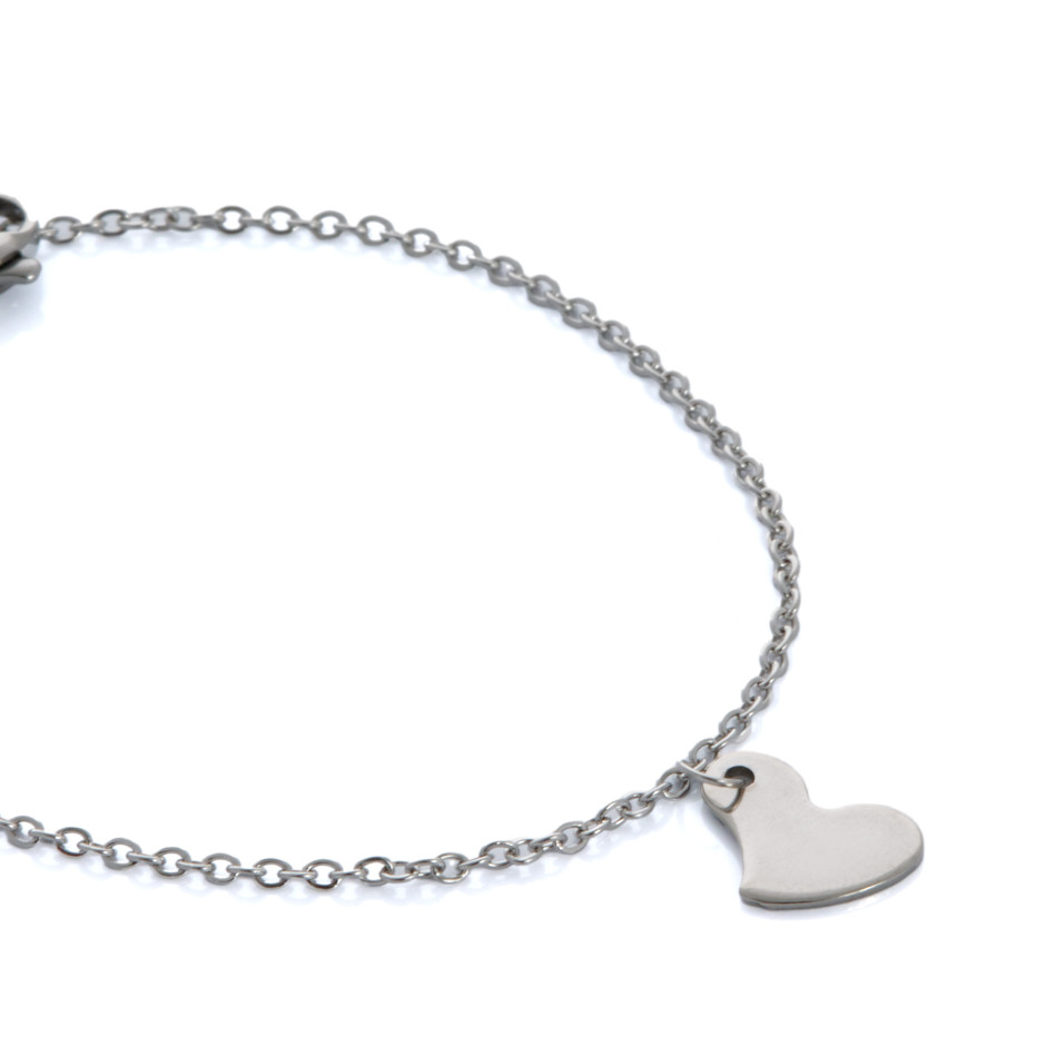 Set corazon colgante, pulsera y pendiente plateado