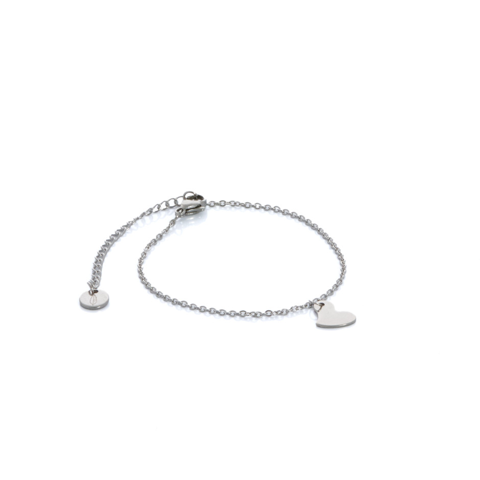 Set corazon colgante, pulsera y pendiente plateado