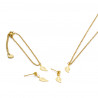 Set hoja colgante, pulsera y pendiente dorado