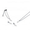Set hoja colgante, pulsera y pendiente plateado
